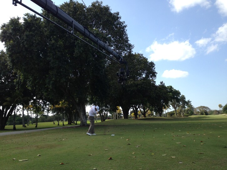 Lee Westwood sends his Pro V1x soaring...