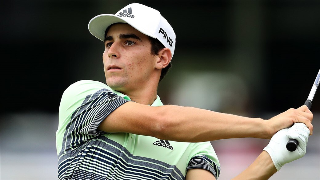 Joaquin Niemann launches his Pro V1x golf ball during action at the 2019 A Military Tribute at The Greenbrier